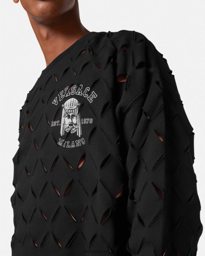 Versace sudadera con logo y logo de la maschera hombres negro ropa H88R0H1422