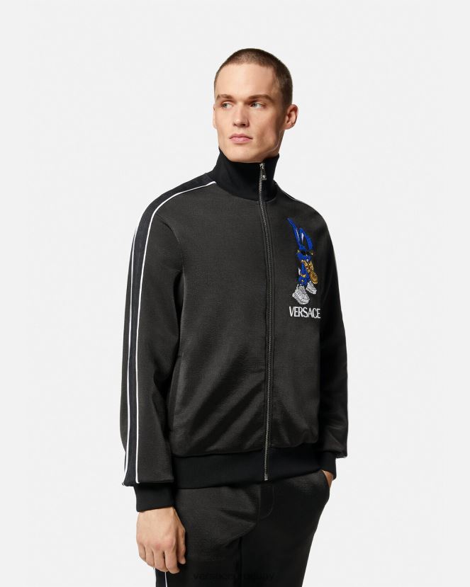 Versace sudadera de conejo del festival de primavera hombres negro ropa H88R0H1418