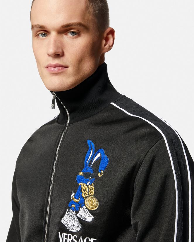 Versace sudadera de conejo del festival de primavera hombres negro ropa H88R0H1418