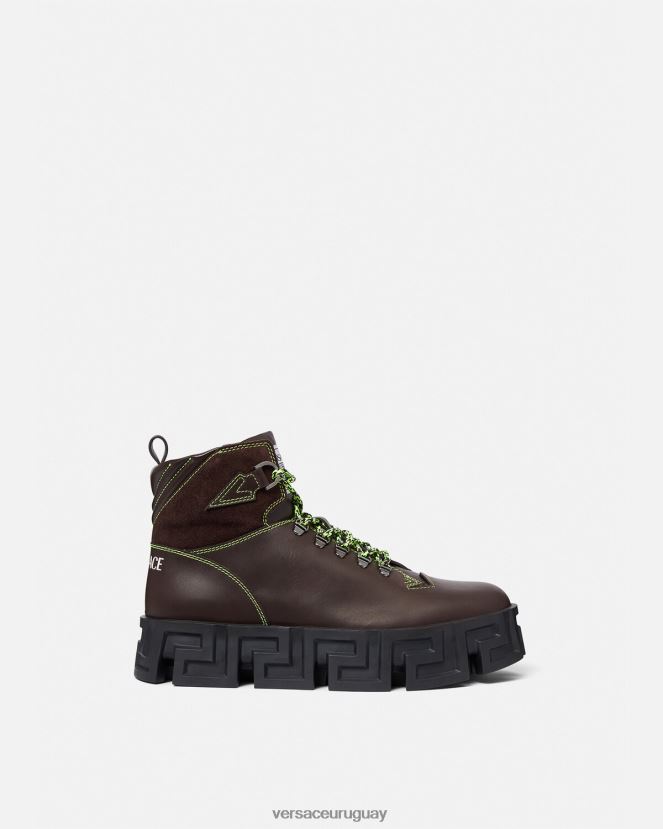 Versace botas de montaña greca laberinto hombres marrón zapato H88R0H1582