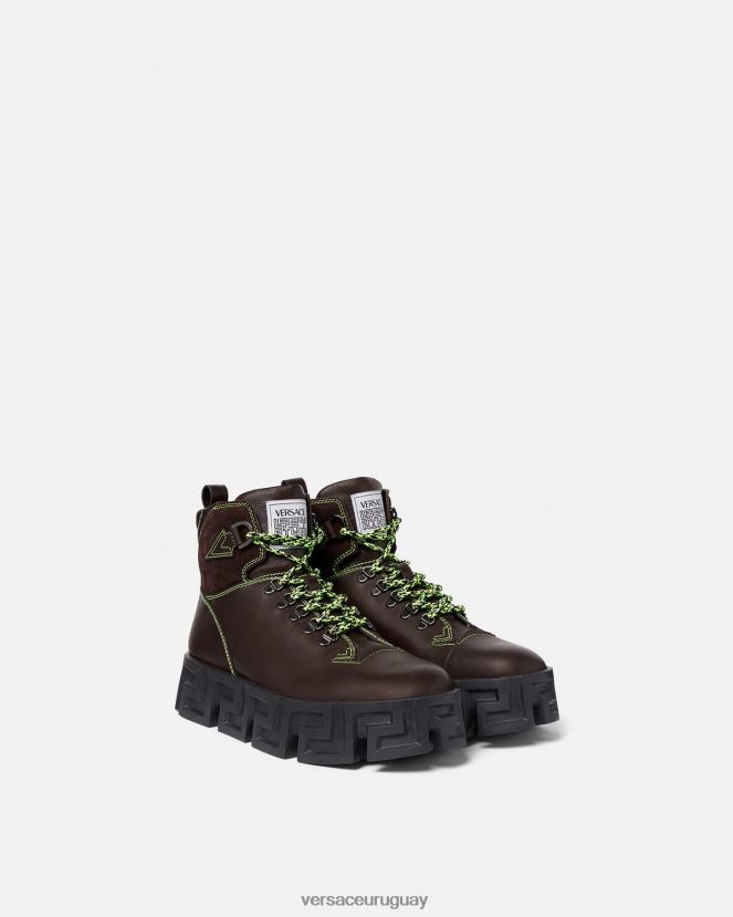 Versace botas de montaña greca laberinto hombres marrón zapato H88R0H1582