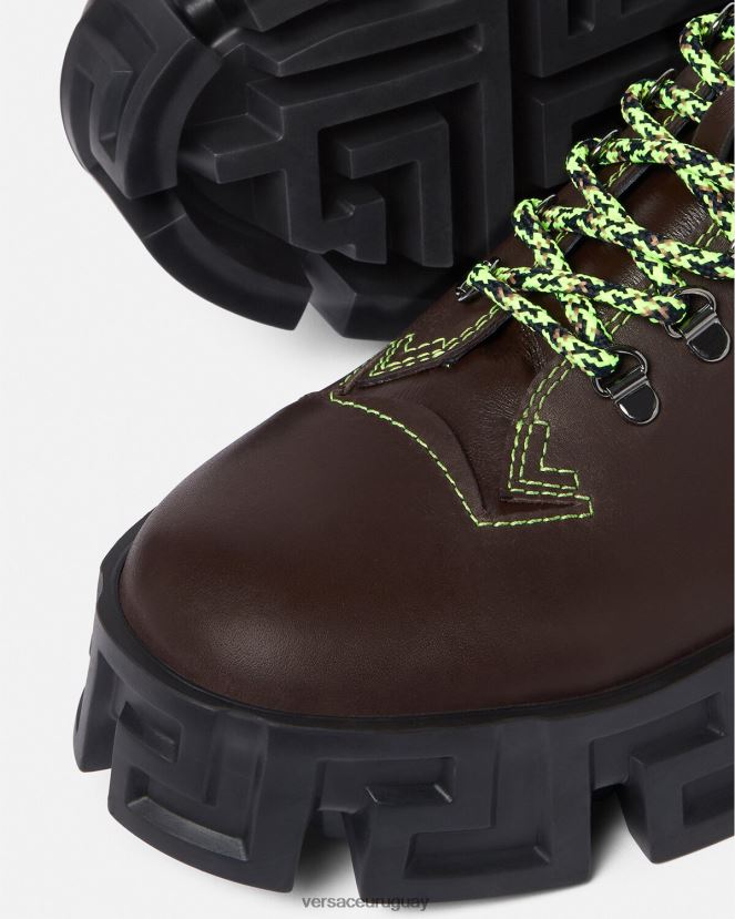 Versace botas de montaña greca laberinto hombres marrón zapato H88R0H1582