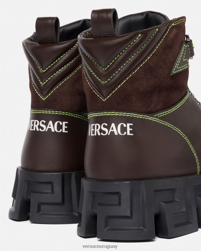 Versace botas de montaña greca laberinto hombres marrón zapato H88R0H1582