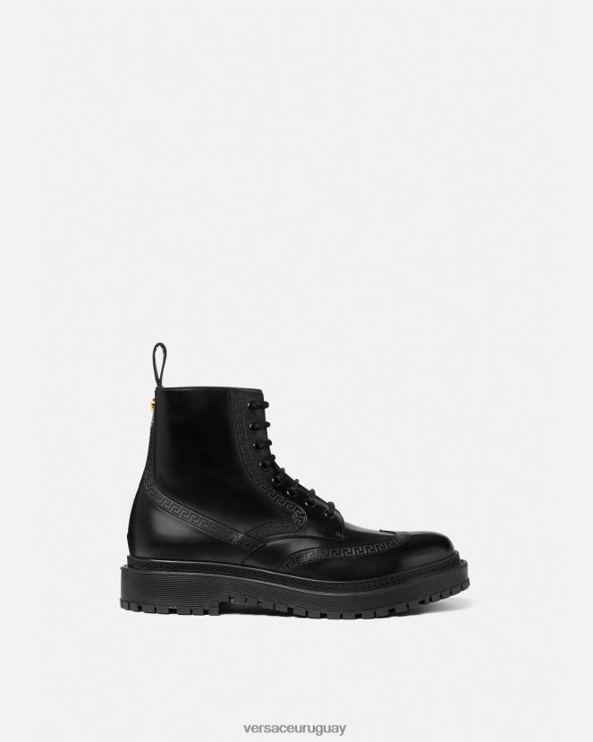 Versace botines con greca hombres negro zapato H88R0H1579