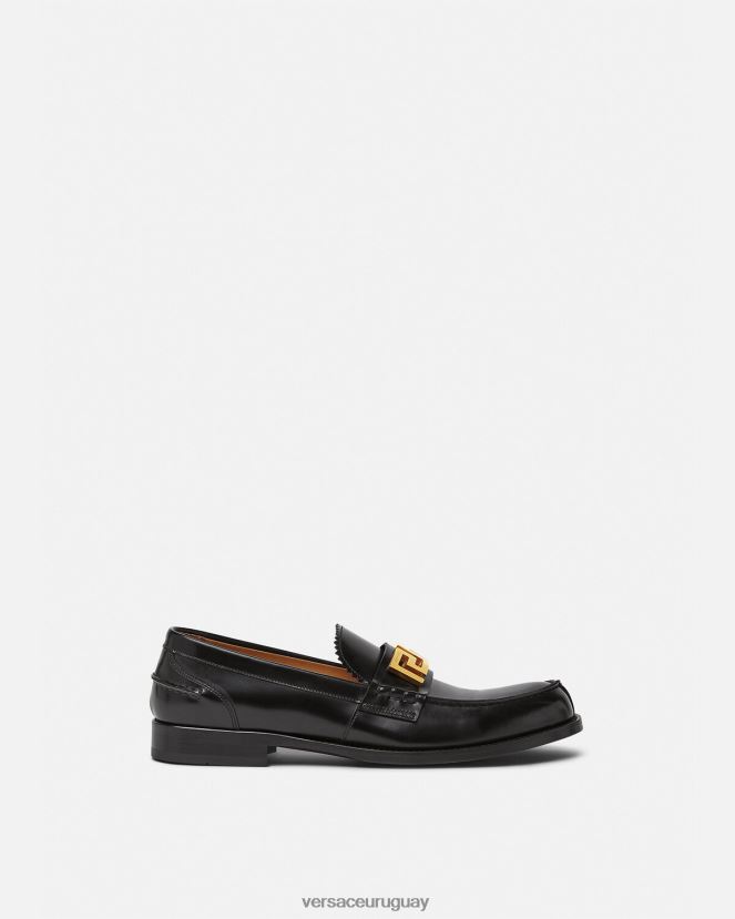 Versace mocasines con greca hombres negro zapato H88R0H1567