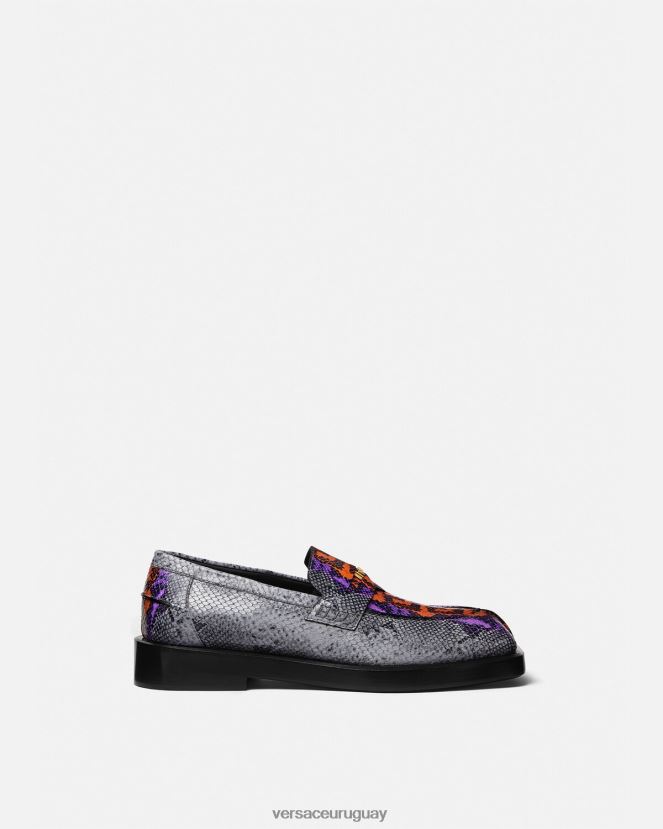 Versace mocasines cuadrados con estampado Greca de pitón hombres multicolor zapato H88R0H1575