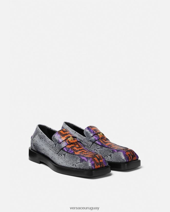 Versace mocasines cuadrados con estampado Greca de pitón hombres multicolor zapato H88R0H1575