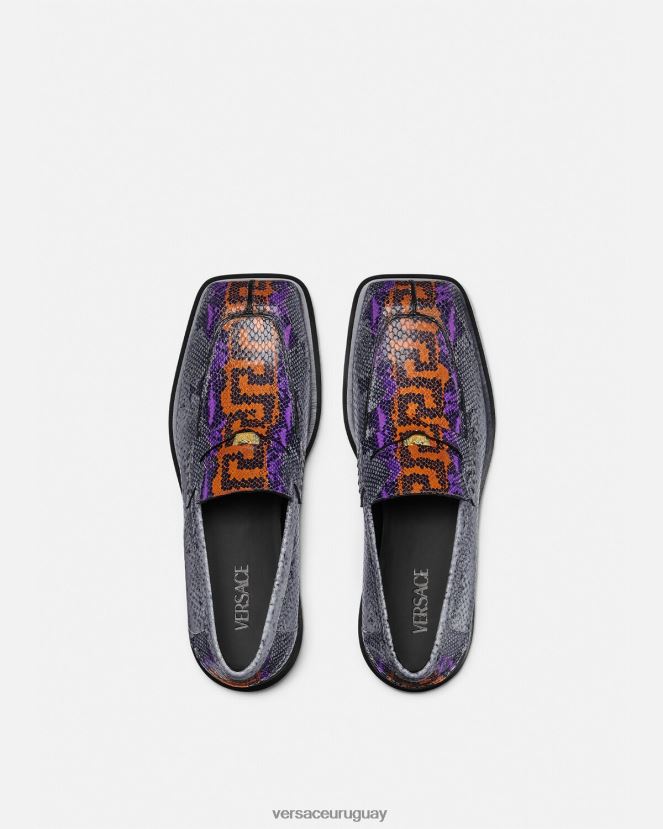 Versace mocasines cuadrados con estampado Greca de pitón hombres multicolor zapato H88R0H1575