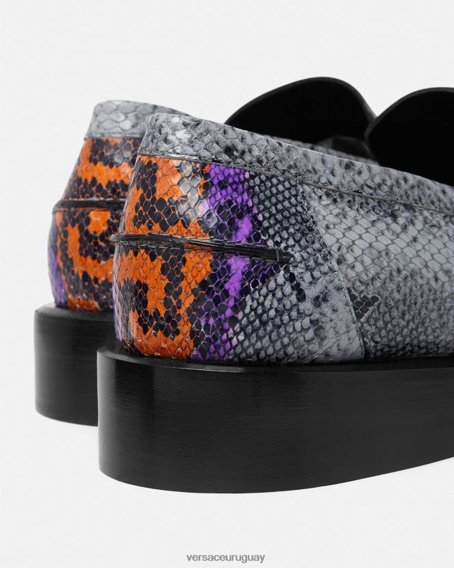 Versace mocasines cuadrados con estampado Greca de pitón hombres multicolor zapato H88R0H1575
