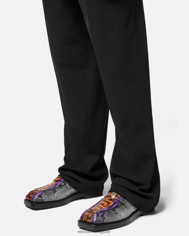 Versace mocasines cuadrados con estampado Greca de pitón hombres multicolor zapato H88R0H1575