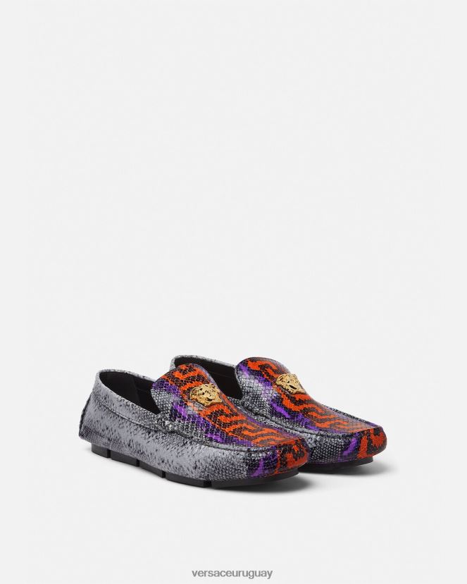 Versace mocasines la medusa con estampado de Greca en pitón hombres multicolor zapato H88R0H1574