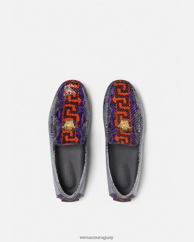 Versace mocasines la medusa con estampado de Greca en pitón hombres multicolor zapato H88R0H1574