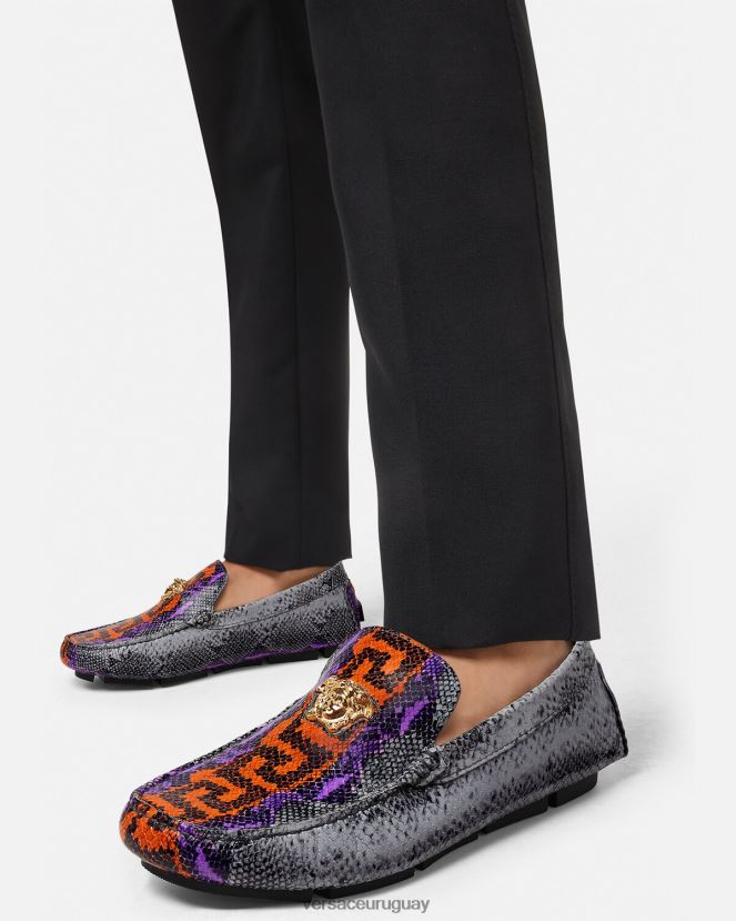 Versace mocasines la medusa con estampado de Greca en pitón hombres multicolor zapato H88R0H1574