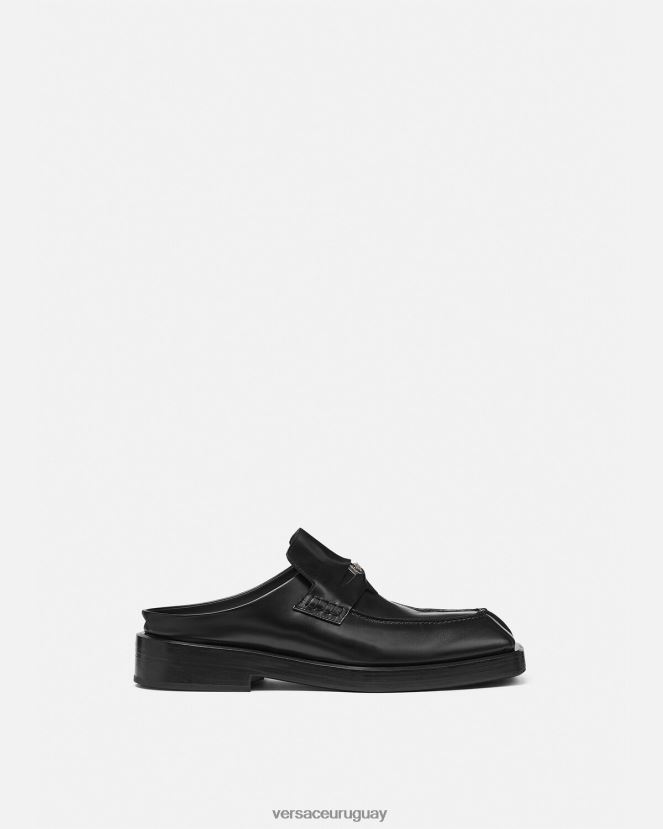 Versace mules tipo mocasines cuadrados hombres negro zapato H88R0H1576