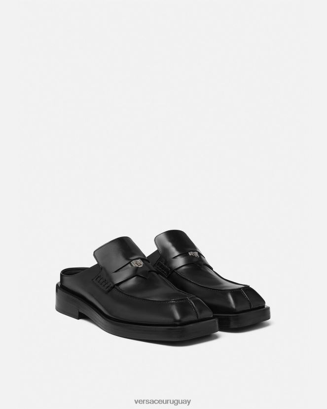 Versace mules tipo mocasines cuadrados hombres negro zapato H88R0H1576