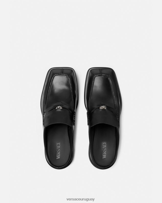Versace mules tipo mocasines cuadrados hombres negro zapato H88R0H1576