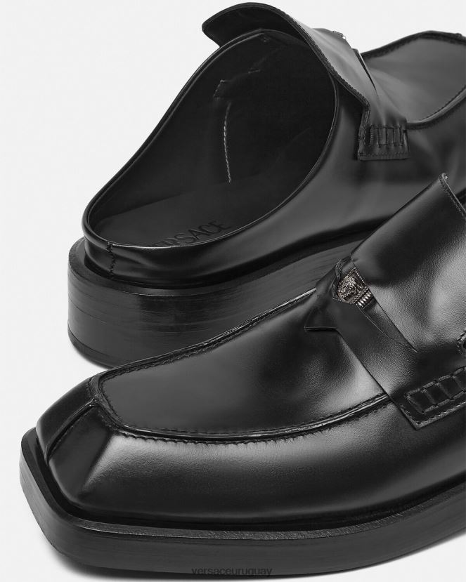 Versace mules tipo mocasines cuadrados hombres negro zapato H88R0H1576