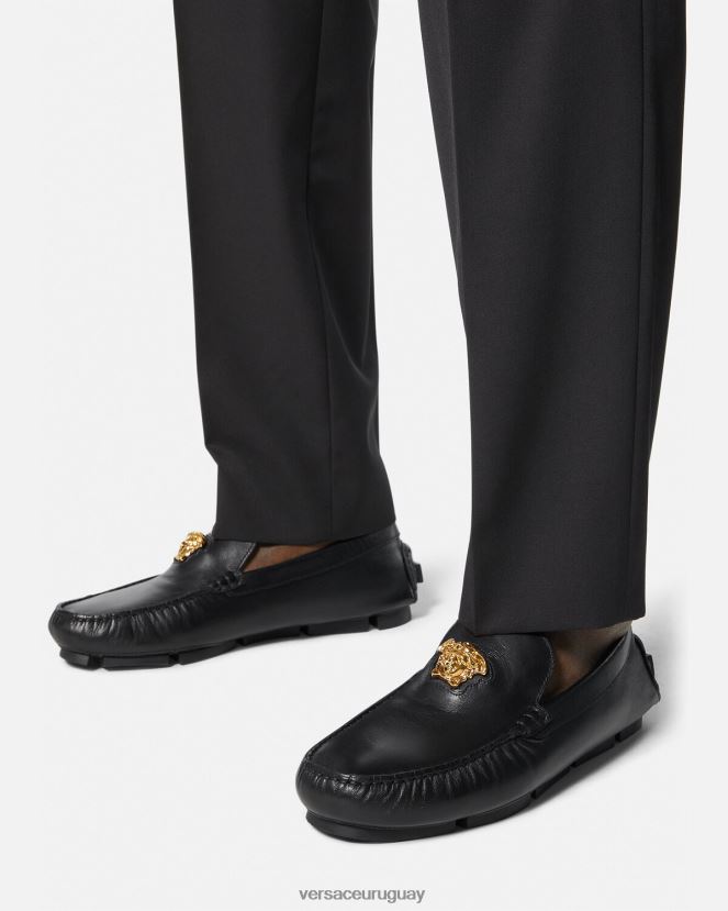 Versace zapatos de piloto la medusa hombres negro zapato H88R0H1602