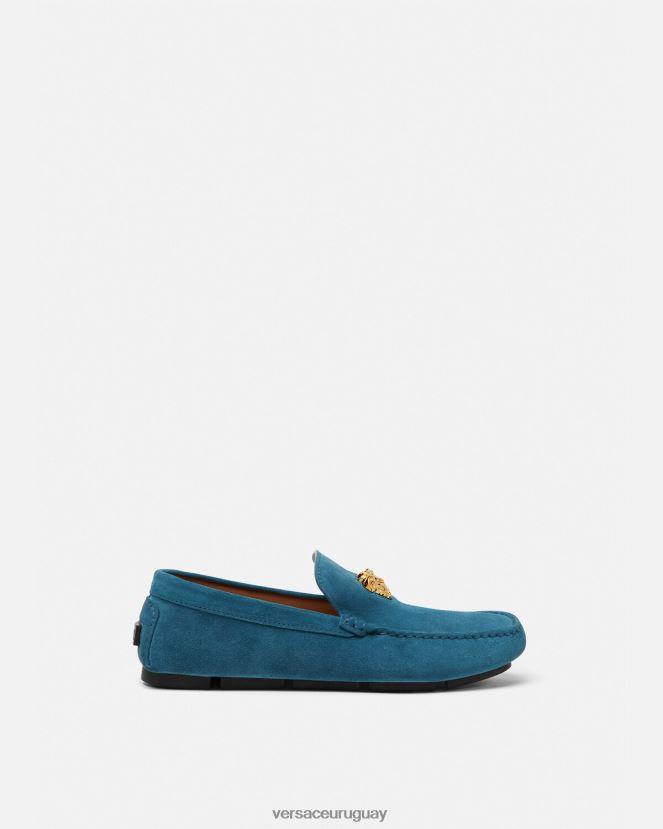 Versace zapatos driver la medusa de gamuza hombres azul zapato H88R0H1600