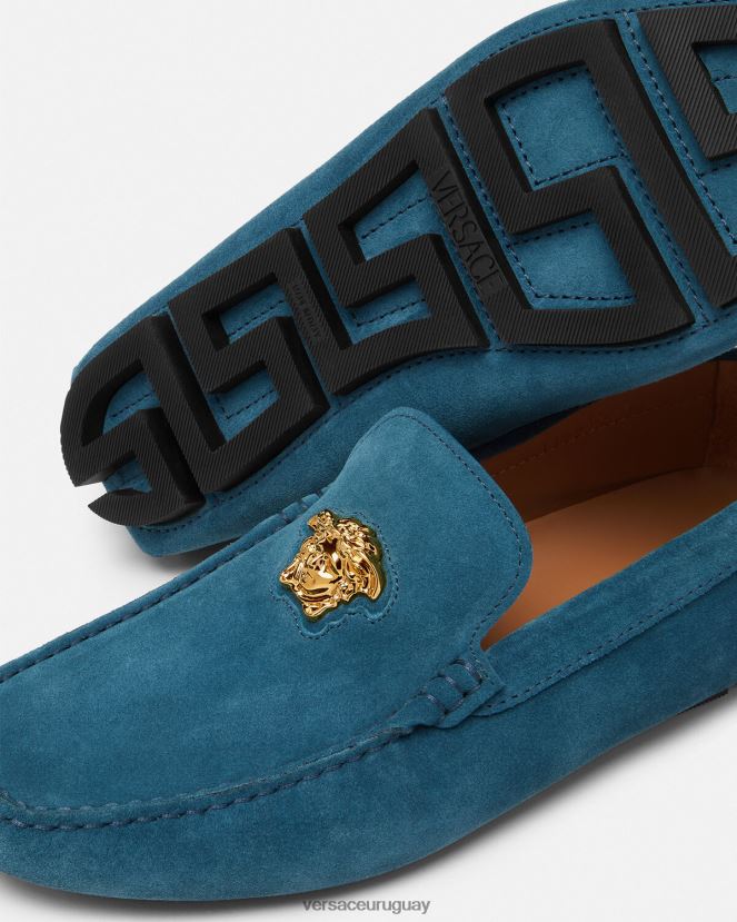 Versace zapatos driver la medusa de gamuza hombres azul zapato H88R0H1600