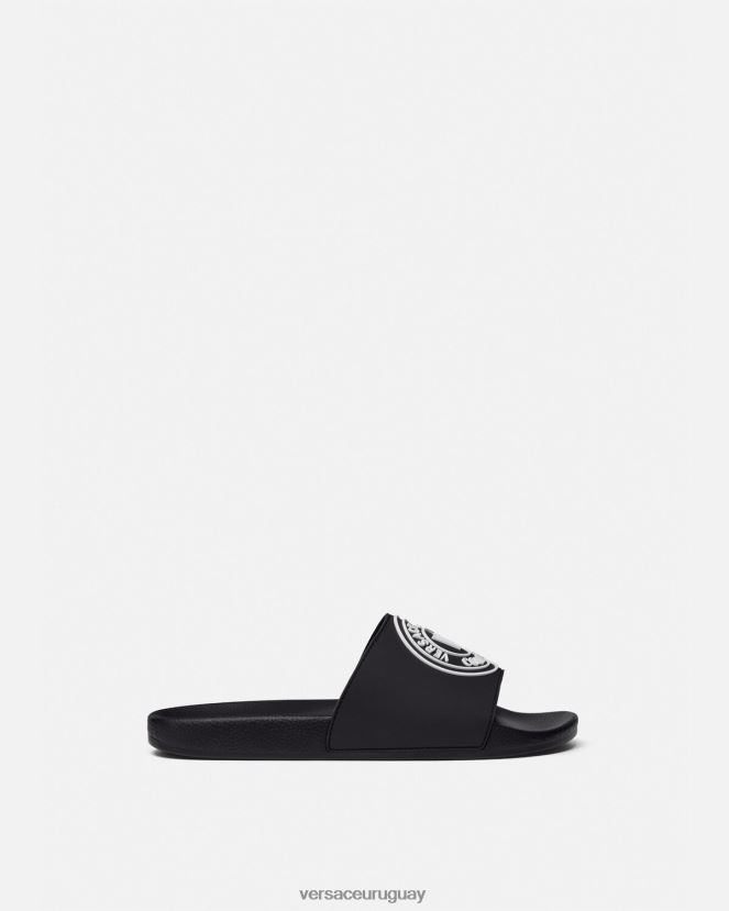 Versace chanclas con logo y emblema en V hombres negro zapato H88R0H2458