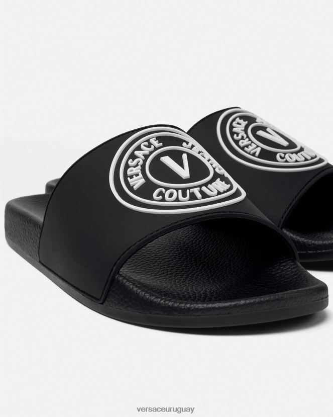 Versace chanclas con logo y emblema en V hombres negro zapato H88R0H2458