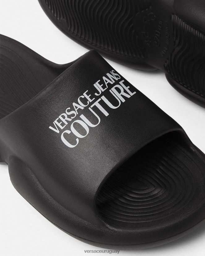 Versace chanclas con logo y tago hombres negro zapato H88R0H2451