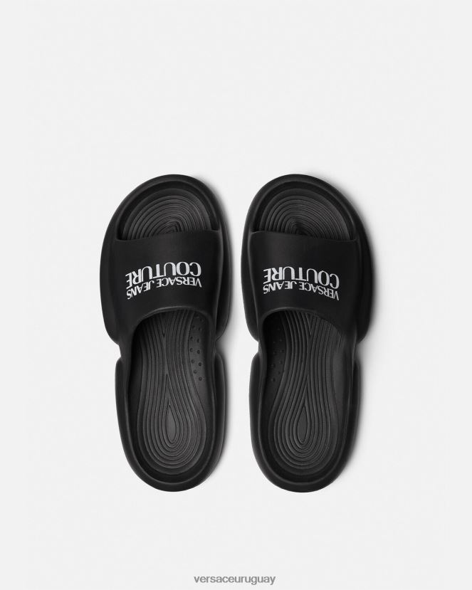 Versace chanclas con logo y tago hombres negro zapato H88R0H2451