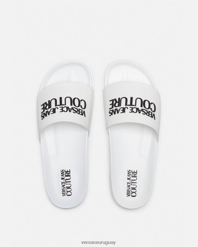 Versace chanclas de goma con logo hombres blanco zapato H88R0H2467