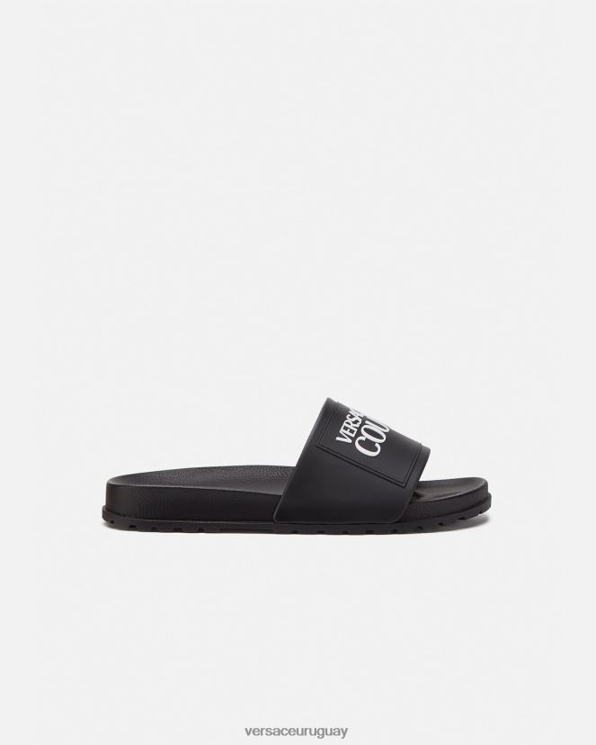 Versace chanclas de goma con logo hombres negro zapato H88R0H2468
