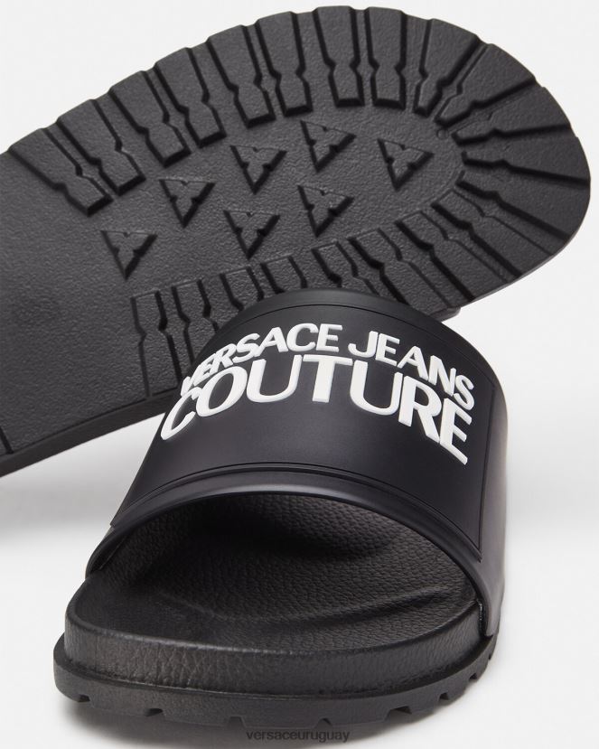Versace chanclas de goma con logo hombres negro zapato H88R0H2468