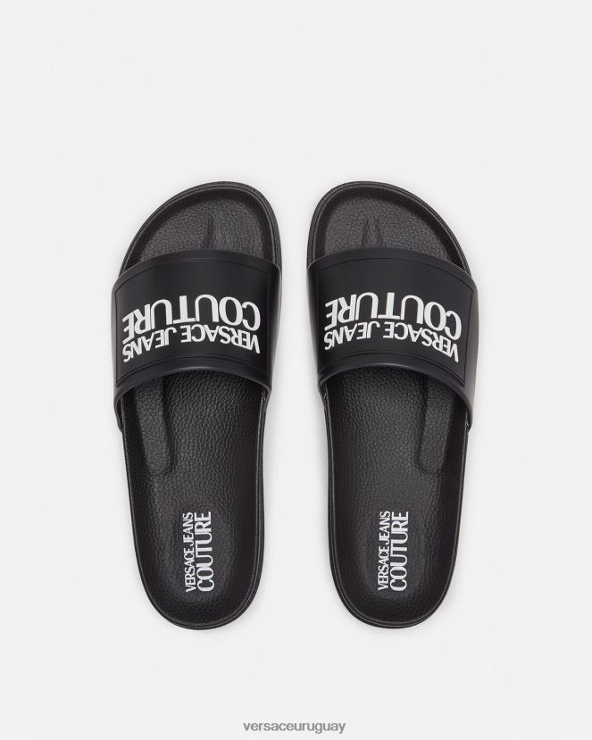 Versace chanclas de goma con logo hombres negro zapato H88R0H2468