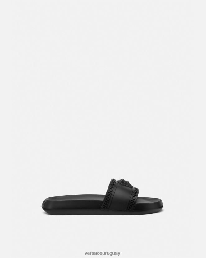 Versace deslizadores palazzo hombres negro zapato H88R0H1592