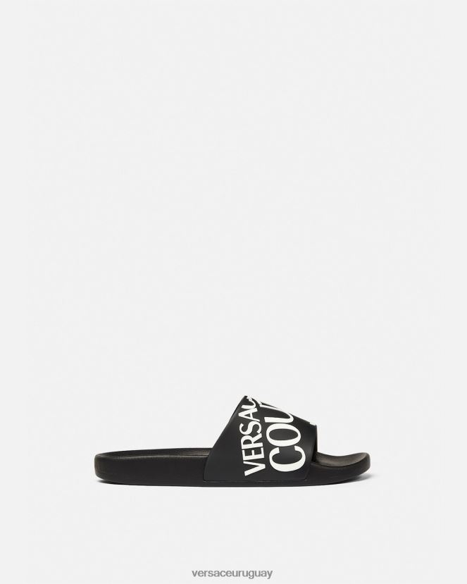 Versace diapositivas con logo hombres negro zapato H88R0H2448