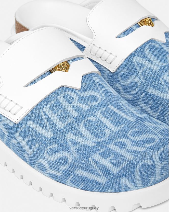 Versace mules con medusa en denim integral hombres azul claro zapato H88R0H1562