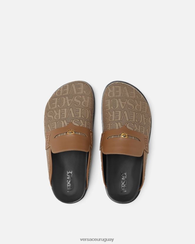 Versace mules con medusa en toda la prenda hombres marrón zapato H88R0H1565