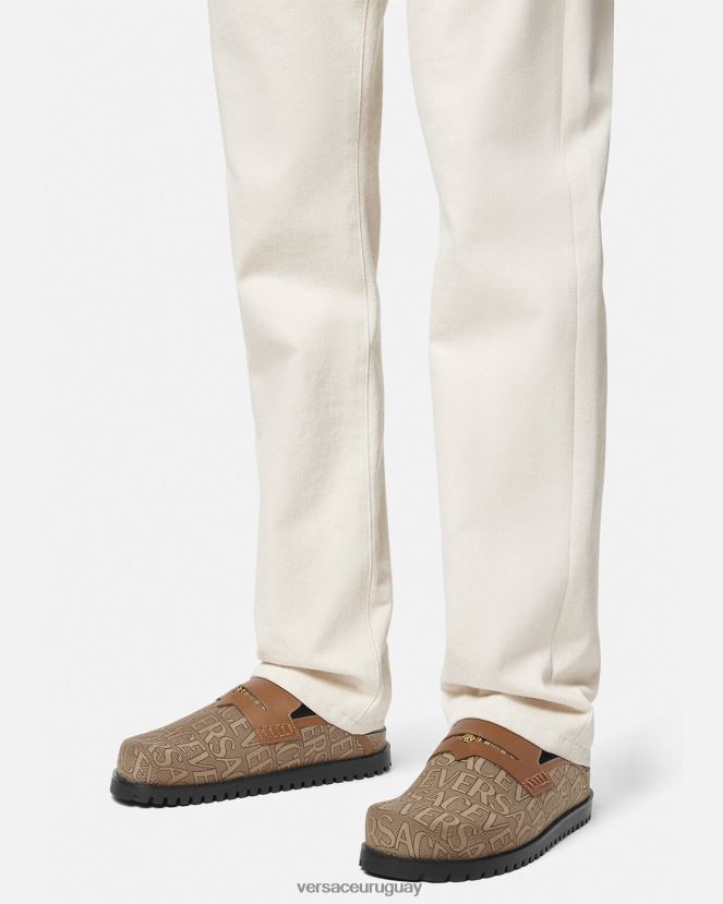 Versace mules con medusa en toda la prenda hombres marrón zapato H88R0H1565