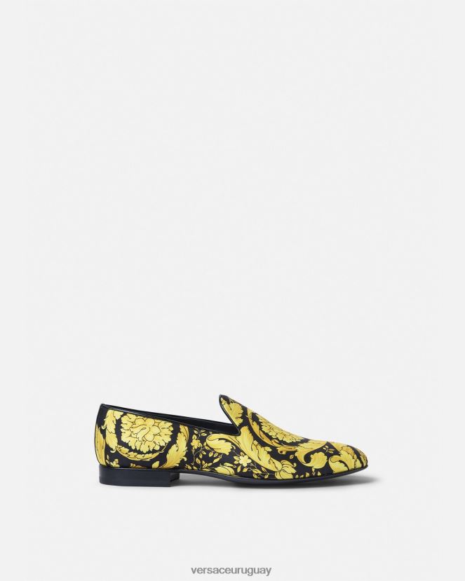 Versace pantuflas de raso barroco hombres imprimir zapato H88R0H1566