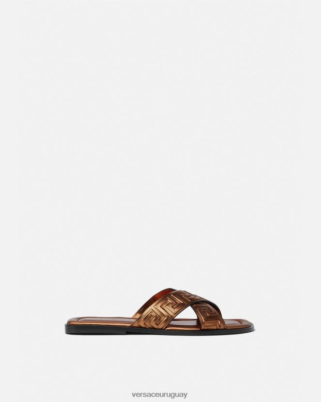 Versace sandalias grecas hombres bronce zapato H88R0H1595