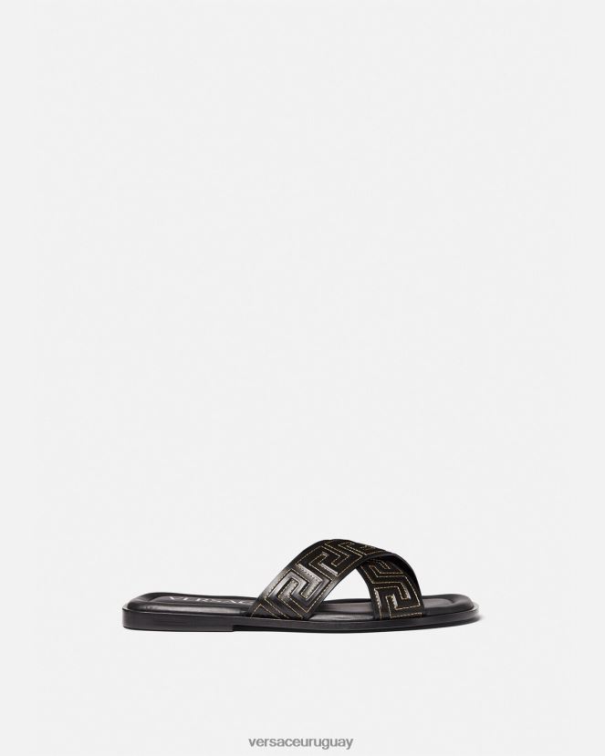 Versace sandalias grecas hombres negro zapato H88R0H1589