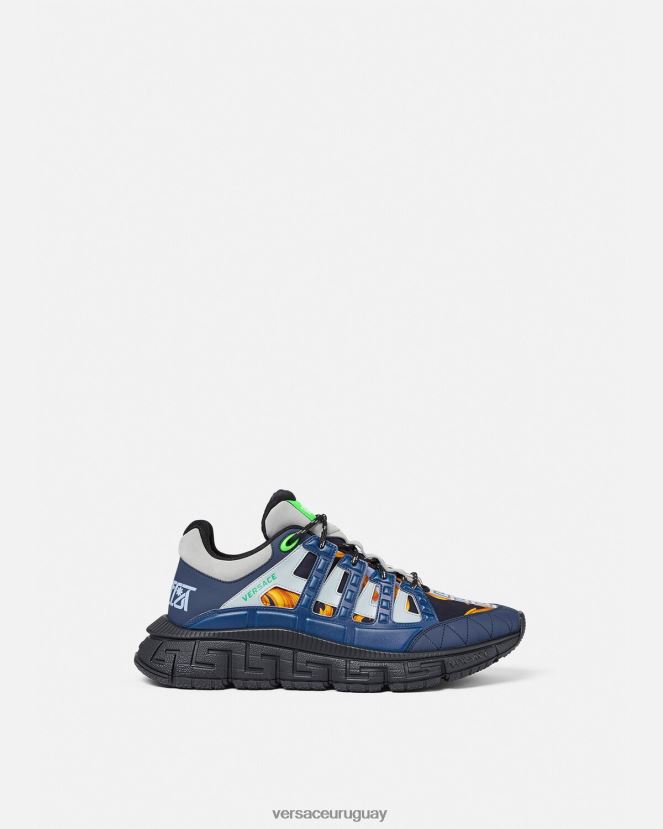 Versace tenis barocco 660 trigreca hombres azul zapato H88R0H1542