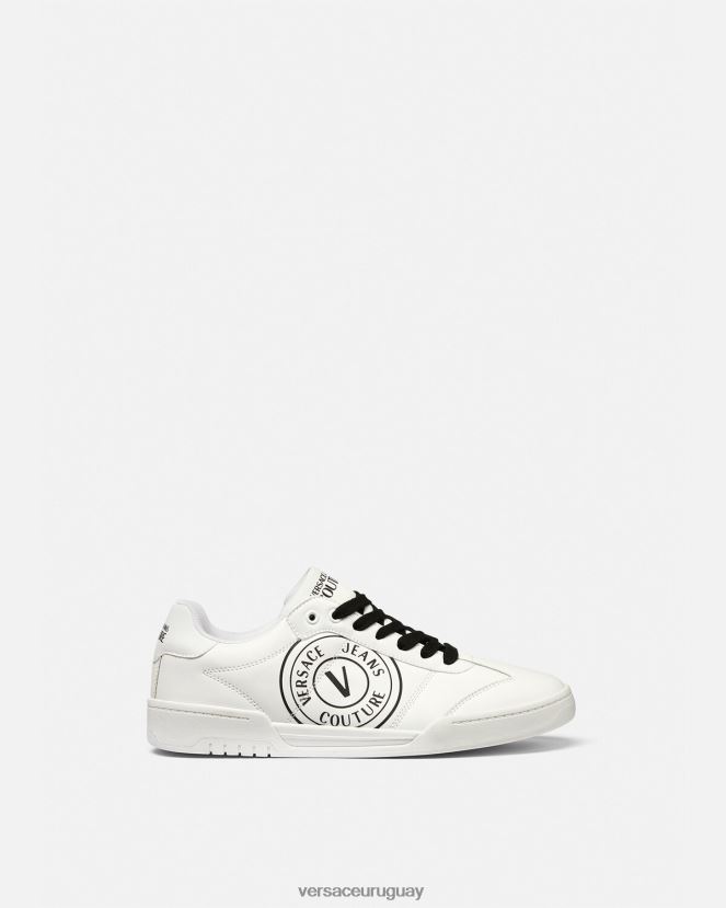 Versace zapatillas brooklyn con emblema en V hombres blanco negro zapato H88R0H2442