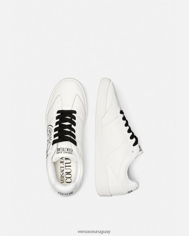 Versace zapatillas brooklyn con emblema en V hombres blanco negro zapato H88R0H2442