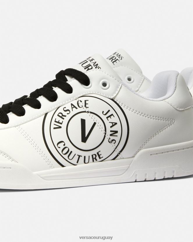 Versace zapatillas brooklyn con emblema en V hombres blanco negro zapato H88R0H2442
