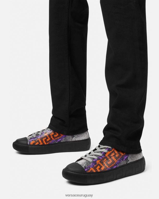 Versace zapatillas con estampado Greca de pitón hombres un color zapato H88R0H1554