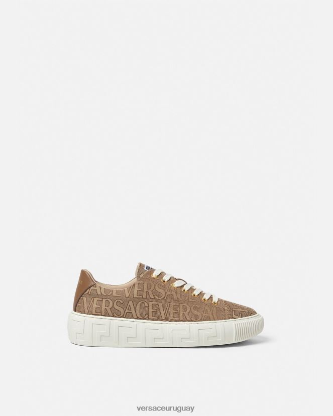Versace zapatillas con greca en toda la prenda hombres marrón zapato H88R0H1515