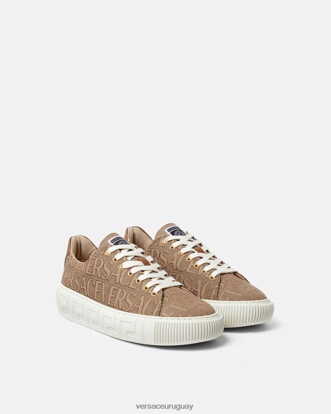 Versace zapatillas con greca en toda la prenda hombres marrón zapato H88R0H1515