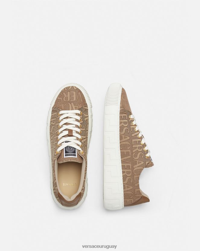 Versace zapatillas con greca en toda la prenda hombres marrón zapato H88R0H1515