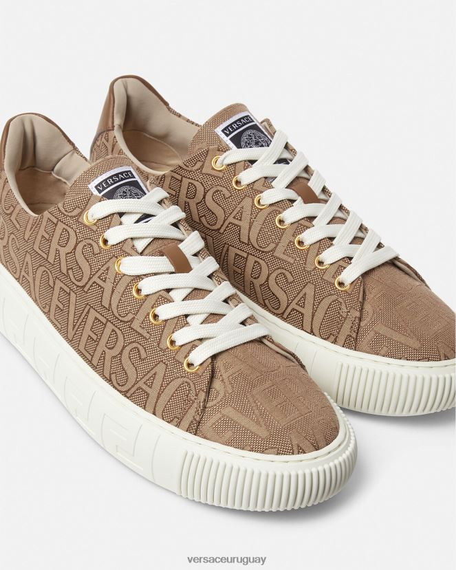 Versace zapatillas con greca en toda la prenda hombres marrón zapato H88R0H1515