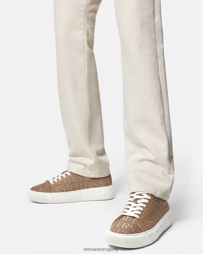 Versace zapatillas con greca en toda la prenda hombres marrón zapato H88R0H1515